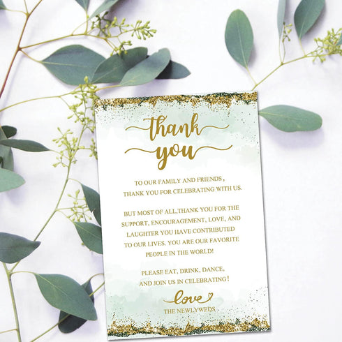 TENTADO 50 Wedding Thank You Place Cards, Thank You Table Sign, Wedding Reception Thank You Cards, Perfect for Table Centerpieces and Wedding Deco...
