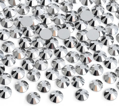 Jollin Glue Fix Flatback Rhinestones Glass Diamantes Gems for Nail Art Crafts Decorations Clothes Shoes 6.4mm (ss30 288pcs, Silver)...