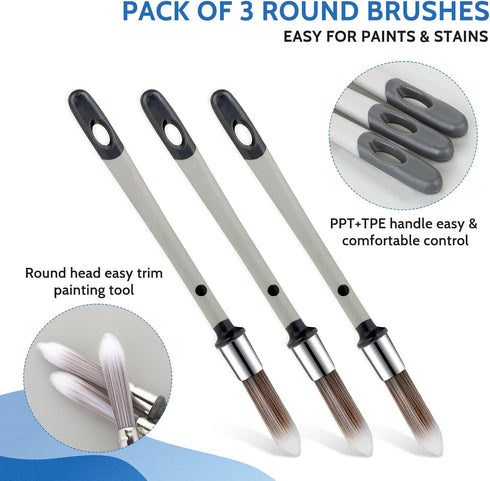 3 Pcs Paint Brushes for Painting Walls 0.37 Inch Small Paint Brush, Trim Paint Brushes Edge Painting Tool for Baseboards Furniture House Wall Corn...