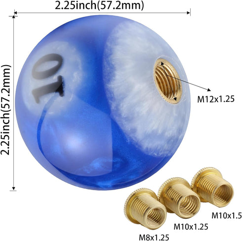 Resin Gear Knob Billiard Number 10 Shift Knobs Lever Stick Shifter Handle fit Most Manual Automatic Trucks SUV Cars, Blue...