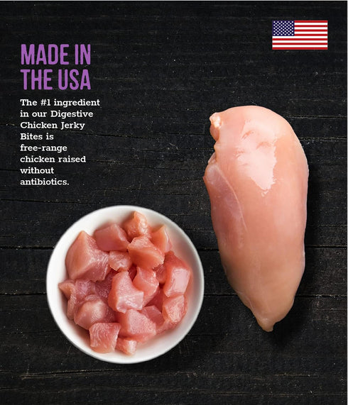 Wholesome Pride Functional Dog Digestive Support Chicken Recipe Jerky Bites Dog Treats - 8 oz...