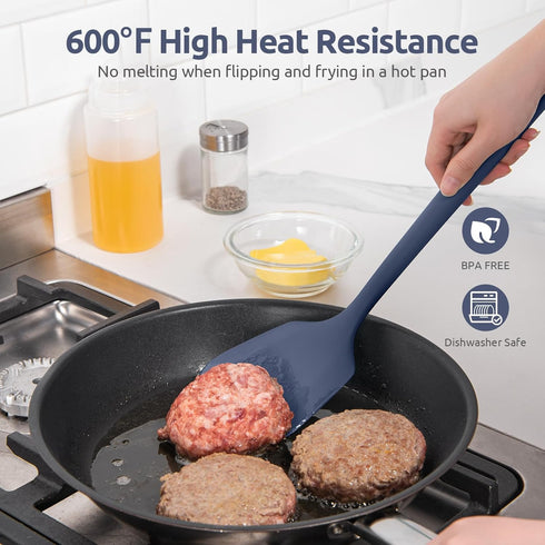 600? Heat Resistant Silicone Turner: U-Taste 13.6in Solid Kitchen Spatula Flipper, BPA Free Flexible & Thin Seamless Cooking Utensil for Flipping ...