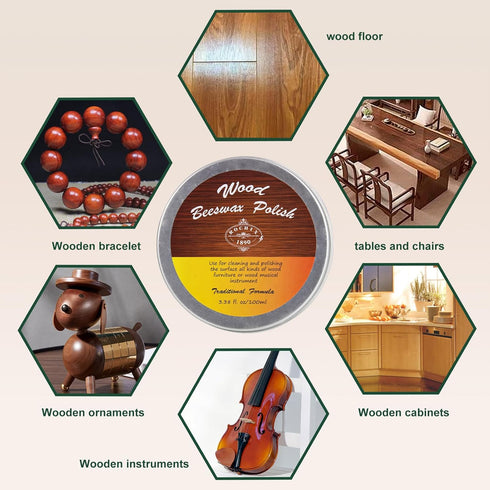 Wood Beeswax Furniture Polish Traditional Beeswax Polish for Wood Furniture, Floors,Wood Doors, Tables, Chairs to Protect & Care,5.07 fl.oz/150ml...