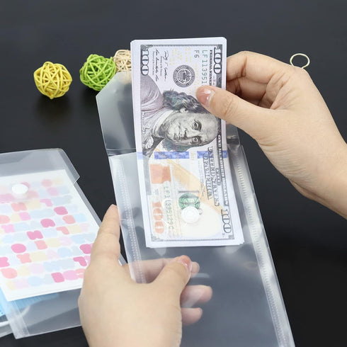 Plastic Envelopes 10 Pack Poly Hook Loop Closure,Receipt Stickers Storage Holder Document Folders for Receipt Cash Organization...