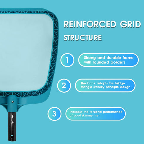 POOLWHALE Professional Pool Skimmer Net,Fine Mesh Net Bag,Heavy Duty Swimming Leaf Skimmer Cleaning Tool - Fast Cleaning,Debris Pickup Removal- Fi...