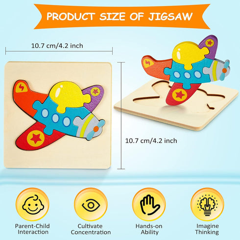 6 Pack Wooden Puzzles for Toddler 1-3 Years Old Wood Jigsaw Puzzles for Boys Montessori Games and Educational Toys for Kids Wooden Toddler Puzzles...