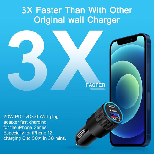 USB C Car Charger 38W Fast Charging Car Adapter 2-Port PD&Quick Charger Cigarette Lighter Type C Car Plug Compatible iPad Air 5th/4th Generation, ...