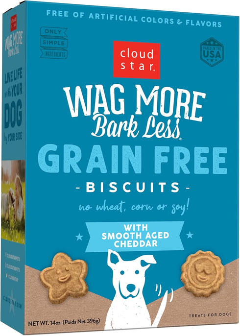 Cloud Star Corp, Wag More Bark Less Oven-Baked Grain Free Smooth Aged Cheddar Dog Biscuits...