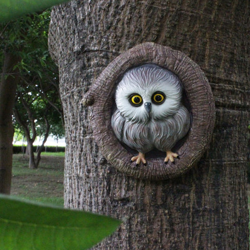 Owl Tree Hugger Whimsical Tree Sculpture Garden Statues Outdoor Tree Face Decor Garden Peeker Yard Art Decorations (Singel Owl)...