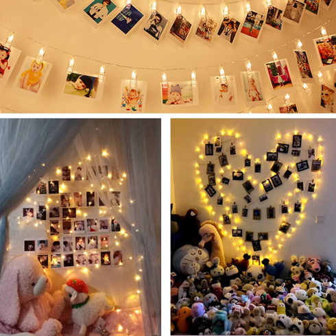 Photo Clip String Lights 17Ft - 50 LED Fairy String Lights with 50 Clear Clips for Hanging Pictures, Christmas Party Birthday Decoration - Perfect...