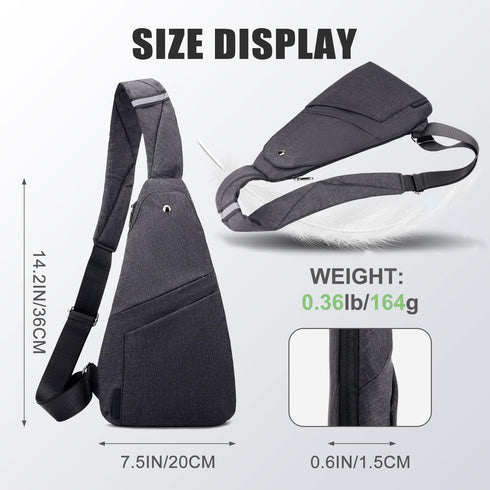 Lightweight Sling Bag for Men Slim Crossbody Purse Small Shoulder Backpack Anti-Theft Side Chest Bags...