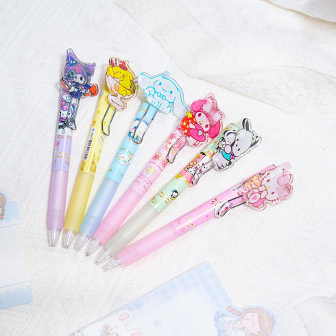 6 Pcs Cartoon Mechanical Pencils Melody Anime Black Pencil 0.5/0.7mm Kitty Kawaii Office School Supplies Cute Cat Stationery with 1 Lead Refill Se...
