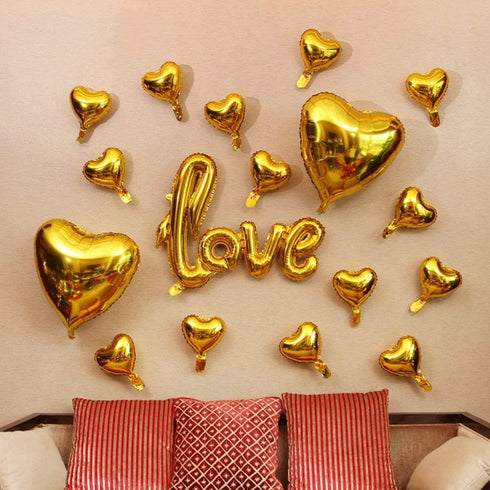Large Gold Foil LOVE Balloons Banner,42 Inch Mylar Foil Letters Balloons for Wedding Bridal Shower Anniversary Mothers' Day Engagement Party Decor...