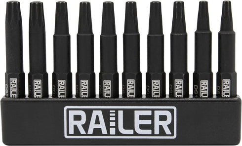 Double Square 8 Point Star Bit Set. Railer Premium S2 Steel 2 Inch 8 Spline Double Square Bit Set With A Storage Bit Holder (10pc Set)...