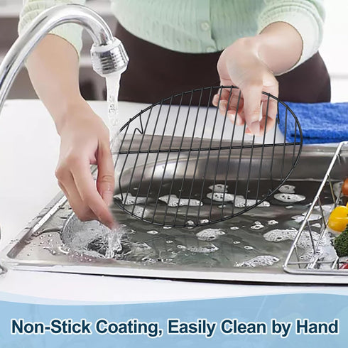 TeamFar 10.5 Inch Non-Stick Cooling Rack, Round Coated Stainless Steel Cooking Wire Rack Set of 2, for Baking/Roasting/Steaming/Cooling, Healthy &...