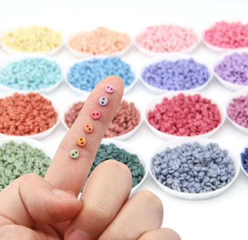 4mm / 0.16 inches Super Tiny Polyester Matte Finish Round Buttons, Mini Buttons, in 24 Colors, Micro Mini Buttons, Perfect for Doll Clothes (10PCS...