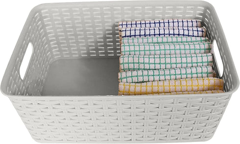 YBM Home Small Plastic Rattan Storage Box Basket Organizer - Gray - 1 Pack...