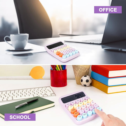 Mechanical Switch Calculator with Big Buttons, Calculators Desktop, 12 Digits, Large LCD Display, Desk Calculator, Cute Pink Calculator for Teache...