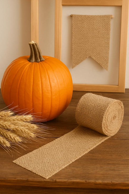 LWR CRAFTS Natural Burlap Ribbon 32 Feet (4")...