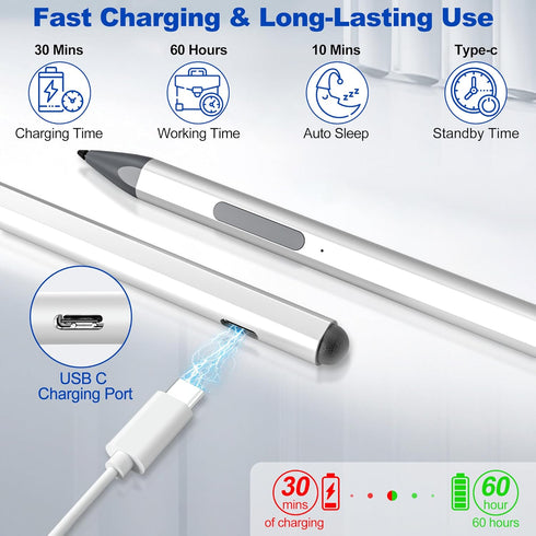 Surface Pen Stylus for Microsoft Surface, Surface Pro 11 Pen Stylus for Surface Pro 11/10/9/8/X/7/7 plus/6/5/4/3, Surface Book/Laptop/Go/Studio, S...