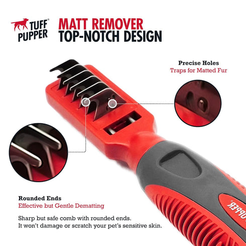 Tuff Pupper Deep Knot and Mat Remover Tool | Dematting Comb, Brush For Dogs, Cats, Small Animals | Remove Difficult Knots From Long Haired Dogs, S...