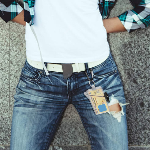 10 Pack Waterproof ID Badge Holder Case Waterproof Sports Case Vertical Badge Holders with Lanyard and Keychain...