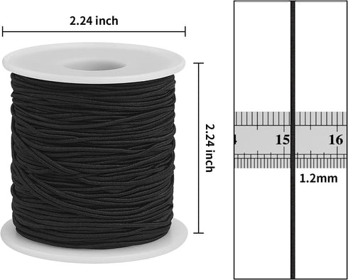Elastic String for Bracelets Making - Cuttte 2 Rolls 1.2MM Black Elastic Cord Total 109 Yards, Sturdy Stretchy Bracelet String Elastic String for ...