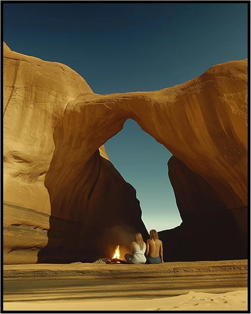 Posterizer 1 pcs-peaceful campsite set up under a rock arch 1-Landscape & Nature Art-Workplace & Office Art-Living Room Bedroom Decor- unframed wa...