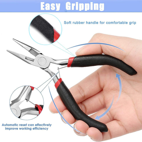 WUCID Jewelry Pliers,3.5-inch Pliers Elbow Straight Head Tweezers 12-Piece Jewelry Making Kit DIY Beaded Combination Kit Jewelry Making Supplies...