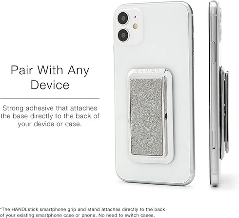 HANDL New York Silver Glitter HANDLstick Silver Glitter Grip and Stand for Smartphone...