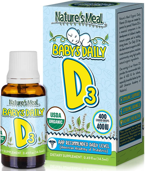 Nature's Meal - Vitamin D Drops for Infants, Baby Vitamin D Drops for Immune System, Heart Health, and Bone Health, Liquid Vitamin D with Vitamin ...