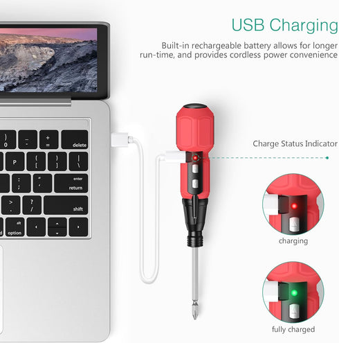 ORIA Cordless Electric Screwdriver, Rechargeable Power Screwdriver, Mini Electric Repair Tool Kit with LED Lights, USB Cable, Bits Holder, for Pho...