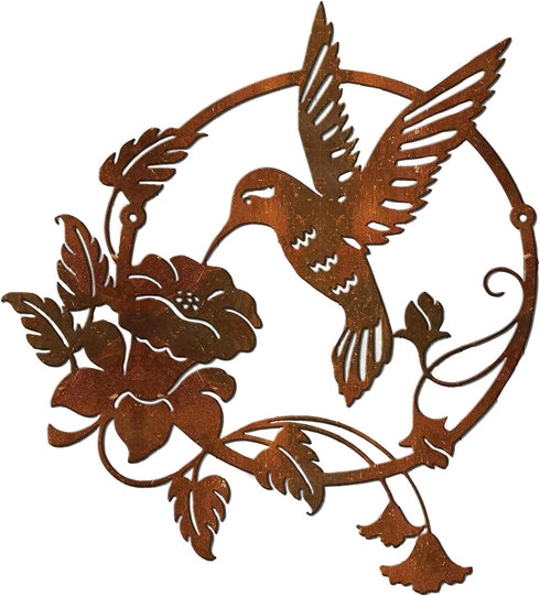 Zoihet Round Metal Bird Wall Art Decor - Hummingbird Wall Art Silhouette for your patio, garden, and fence Art Decor, Bird Wall Silhouette Indoor ...