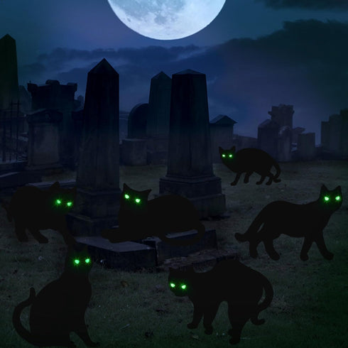 6 Pcs Black Cat Halloween Decor Yard Signs with Stakes, Halloween Decorations Outdoor with LED Eyes Glow in The Dark, Scary Silhouette Waterproof ...