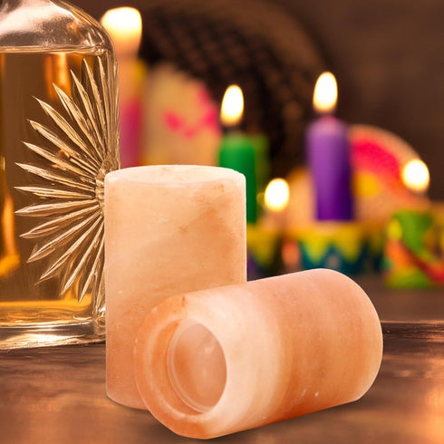 The Spice Lab Tequila Shot Glasses - Pink Himalayan Salt Tequila Shot Glasses - 2 Pack - Just Pour, Shoot and Bite a Lime - Natural Shot Glasses –...