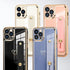 KANGHAR Designed for iPhone 13 Pro Max Case with Strap Luxury Love Heart Plating Gold Bumper Phone Cover Wristband Kickstand Full Body Protective ...