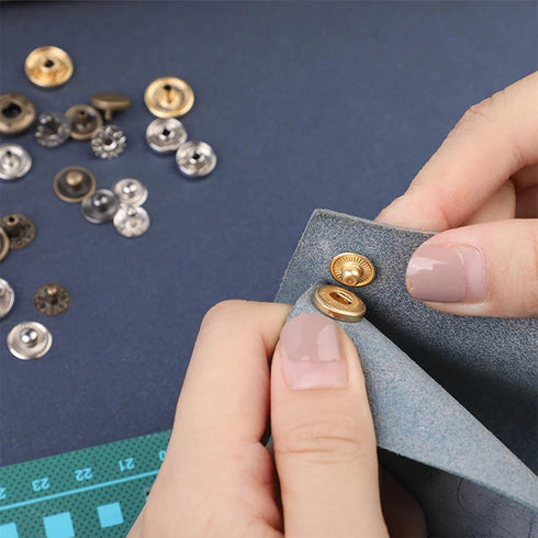 ArrErr 7 Pack Rivet Setter Tool with Base Snap Fasteners Kit Install Leather Die Punch Hole Kit 633 831 Press Studs Anvil Fixing Set for Leatherwo...