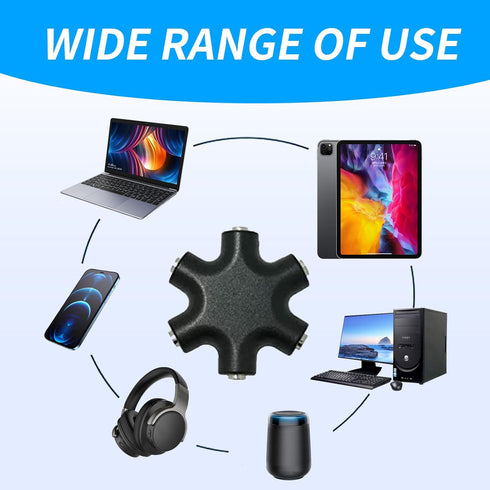 NIIIIYTYB 5-Way Multi Headphone Splitter Audio Connector, Auxiliary, Compatible with Most Smart Devices, Splits Audio into 5 Ports, Ideal for Shar...