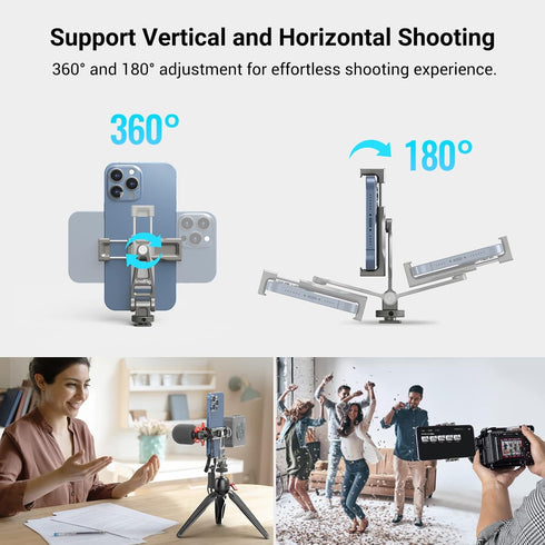 SmallRig Multifunctional Universal Cell Phone Mount Adapter, Phone Tripod Mount with Cold Shoe, Phone Holder for iPhone 15 14 13 12 11, Fits for T...