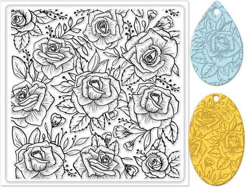 CHGCRAFT Polymer Clay Texture Sheets Rose Background Silicone Texture Stamp Sheets for Polymer Clay Texture Mat for Making Earrings Jewerly, Polym...