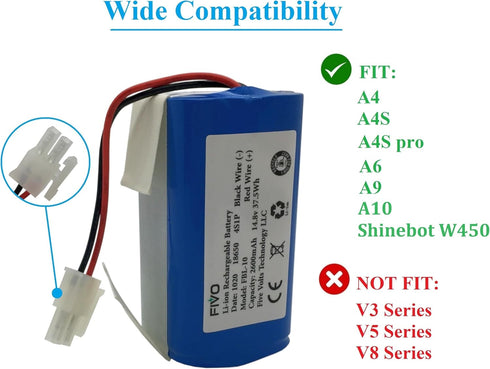 Replacement Battery for ILIFE A4S, A4S pro, A6, A7, A9, A10, V3x, V7s Plus, W450 Robot Vacuum Cleaners, 14.4V/14.8V 2600mAh...