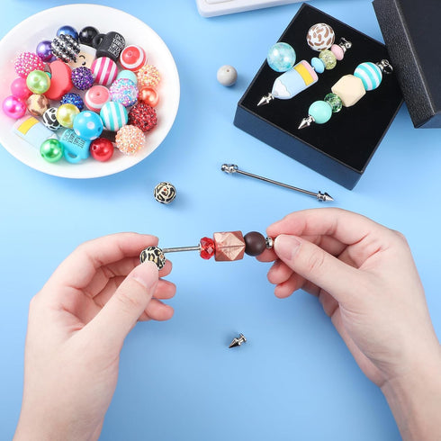 20 Pcs Beadable Keychain Bar Silver Metal Keychain Making Supplies Beaded Keychain Bars for Beads Bulk Jewelry Making Charms Accessories Pendant D...
