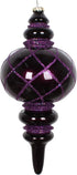 Vickerman 13" Candy Finish Net Top Finial Ornament with Glitter Accents, Holiday Christmas Tree Decoration, Plum...