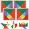 3 otters Wooden Tangrams Puzzles, 4 Pack Educational Tangrams Shapes Puzzle Toys for Kids and Adults, STEM Montessori Wood Toy, Brain Logic Blocks...