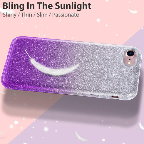 MATEPROX Compatible with iPhone Se 2022 case,Glitter Bling Sparkle Cute Girls Women Protective Case (Gradient Purple)...