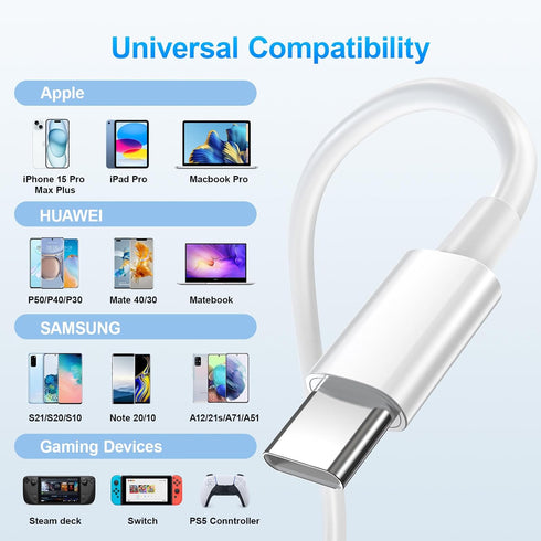 Dayaoncy Fast USB C to USB C Cable 6ft 3Pack 60W, USB C Charger Cable Fast Charging Type C Charging Cable for iPhone 15 Pro Max Plus MacBook Pro, ...