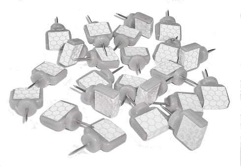 White Reflective Wing Tacks (Pack of 50) Trail Tacks, Glow Tacks, Hiking Markers, Trail Marking Tacks, Reflective Thumb Tacks for Hunting, White T...