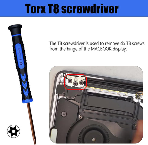 Kaisi Screwdriver Set for Macbook with T5 T6 T8 Torx Screwdriver,P5 Pentalobe,Ph000 Phillips and 2.0Y Triwing Screwdriver Set with spudger,Tweezer...