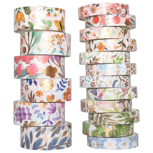 YUBBAEX Floral Gold Washi Tape Set VSCO Foil Masking Tape Decorative for Arts, DIY Crafts, Journal Supplies, Planners, Scrapbook, Card/Gift Wrappi...