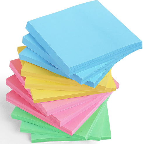 12 Packs Colored Sticky Notes, 3"x3" Self-Stick Pads with 960 Sheets in Total, 80 Sheets/Pack, Perfect for Office, Home, School, Meetings - 4 Colo...